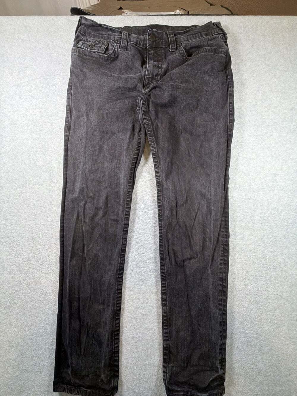 True Religion Rocco Relaxed Skinny Black Denim Jeans Size 36